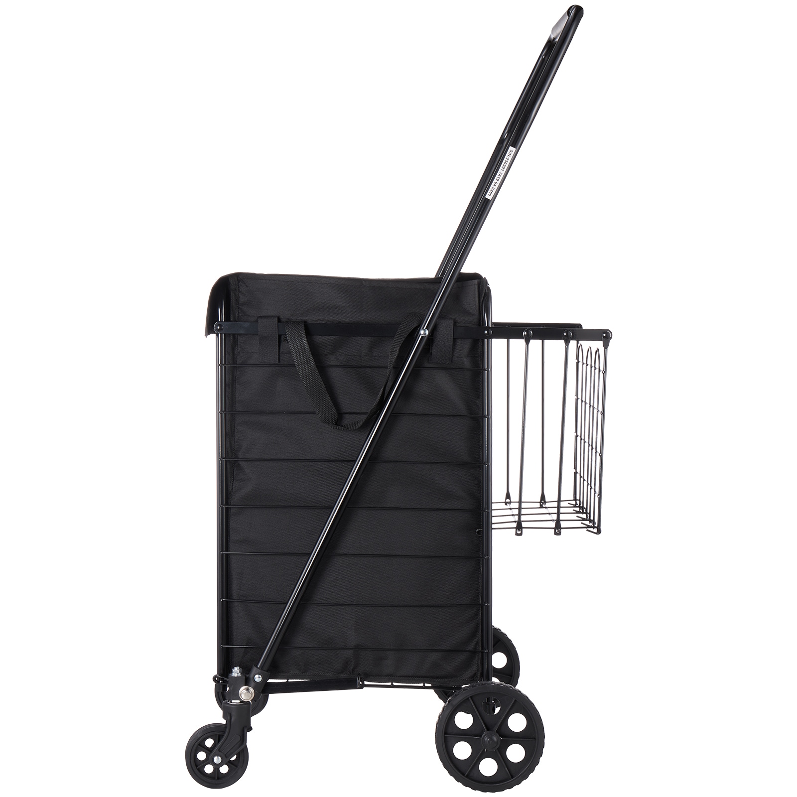 Heavy Duty Folding Shopping Cart With Dual Baskets And Wheels_voghion.com